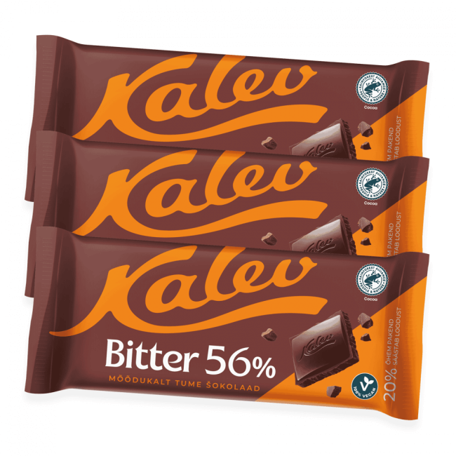 Kalev Bitter 56% Zartbitterschokolade (tume sokolaad) aus Tallinn in Estland.