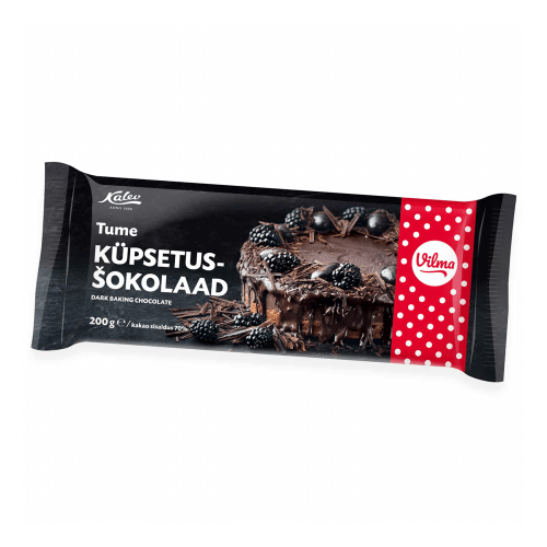 Kalev Zartbitterschokoladen Kuvertüre Vilma 200g (küpsetus?okolaad tume 70%) aus Tallinn in Estland.